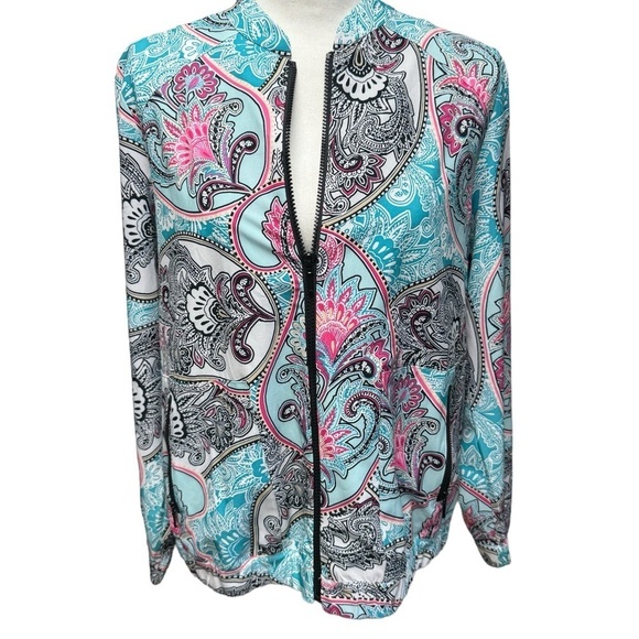 Chico’s UPF Neema Paisley Jacket Size 8/10 (M) - Picture 2 of 15